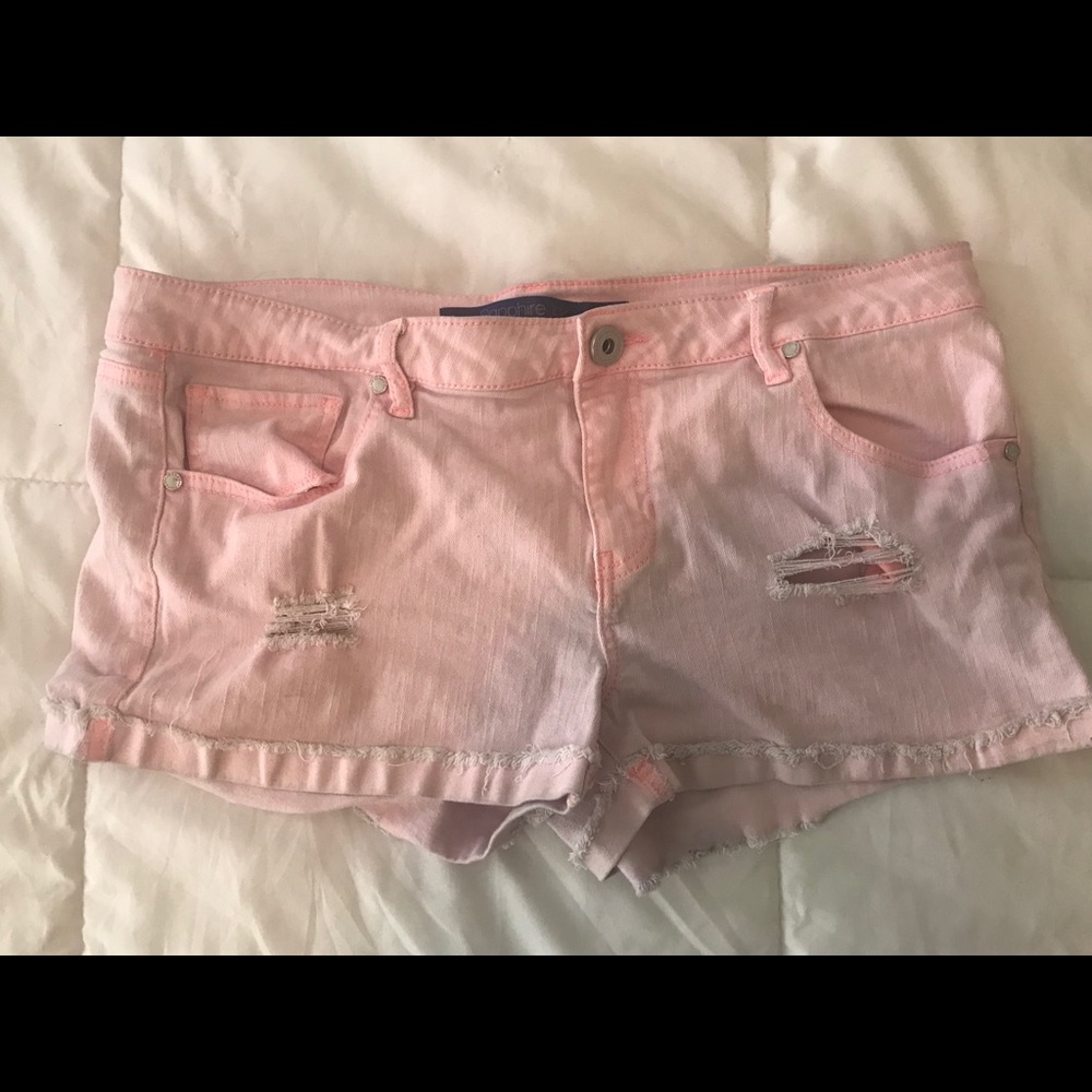 Size 15 Light Pink Distressed Jean Shorts